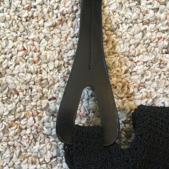 Jackson Crochet Purse Bag Black Strap Snap Closure Boho Minimal Beach Boho - Picture 3 of 14